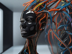 Black_face_with_wires_