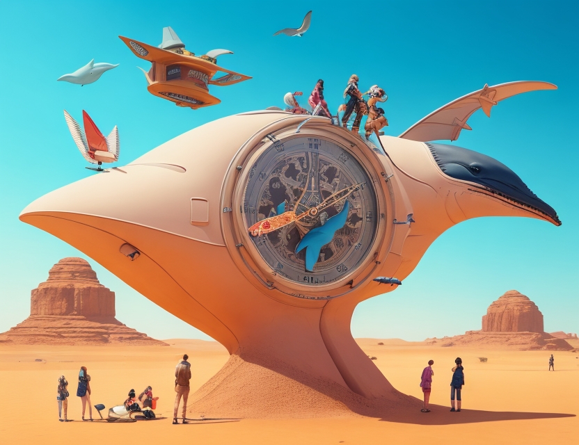 DreamShaper_v7_A_retro_futuristic_clock_with_wings_and_a_whale_1.jpg